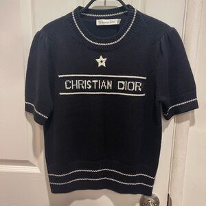 Dior Navy Blue Sweater with White Accents